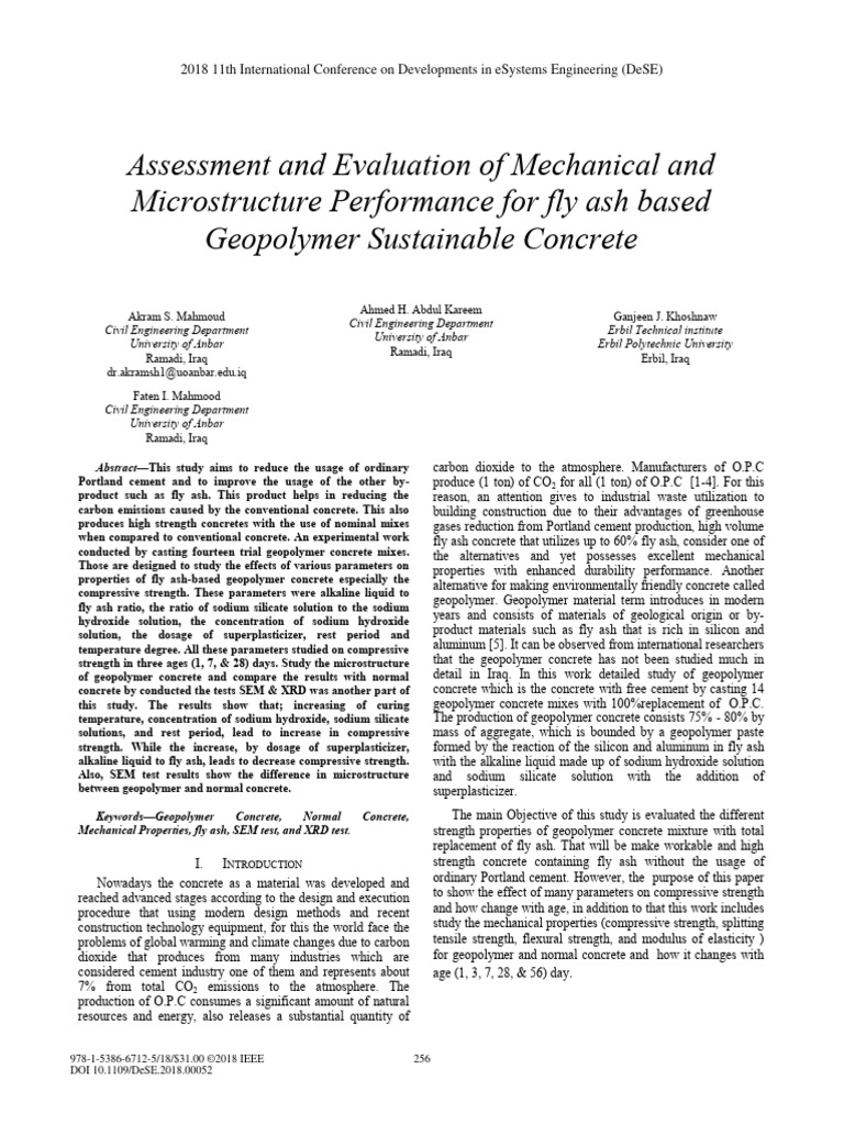 Assessment and Evaluation of Mechanical - Published | PDF | Concrete ...