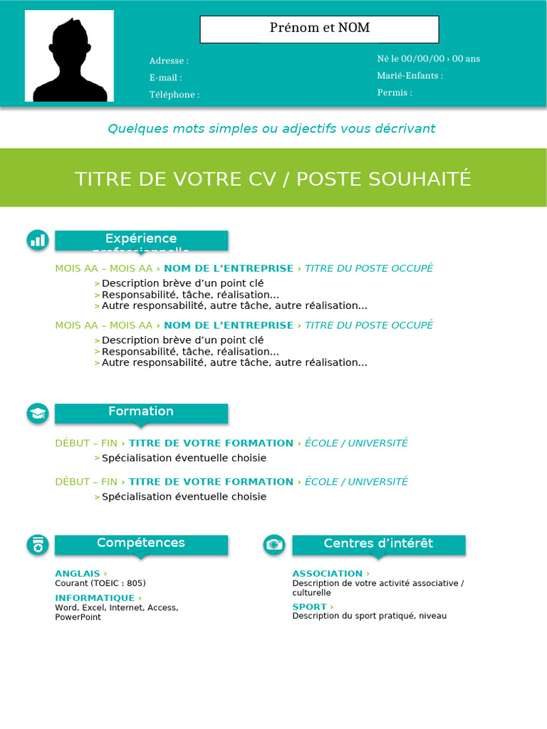 Modèle de CV Moderne et Structuré | PDF