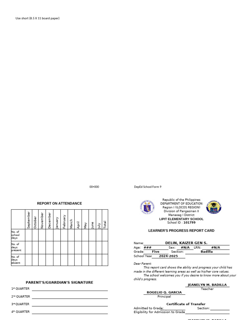 Automated SF9 Attendance Report | PDF