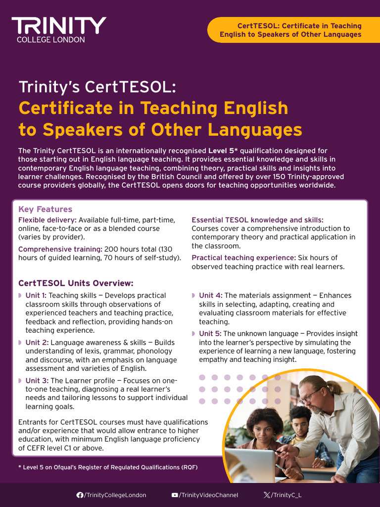 9017 CertTESOL A4 Factsheet | PDF | English As A Second Or Foreign ...