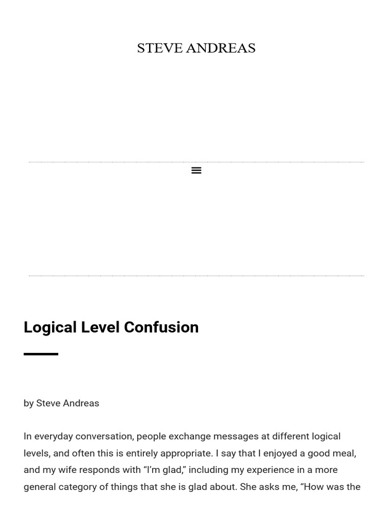 Understanding Logical Level Confusion | PDF | Phobia | Mind