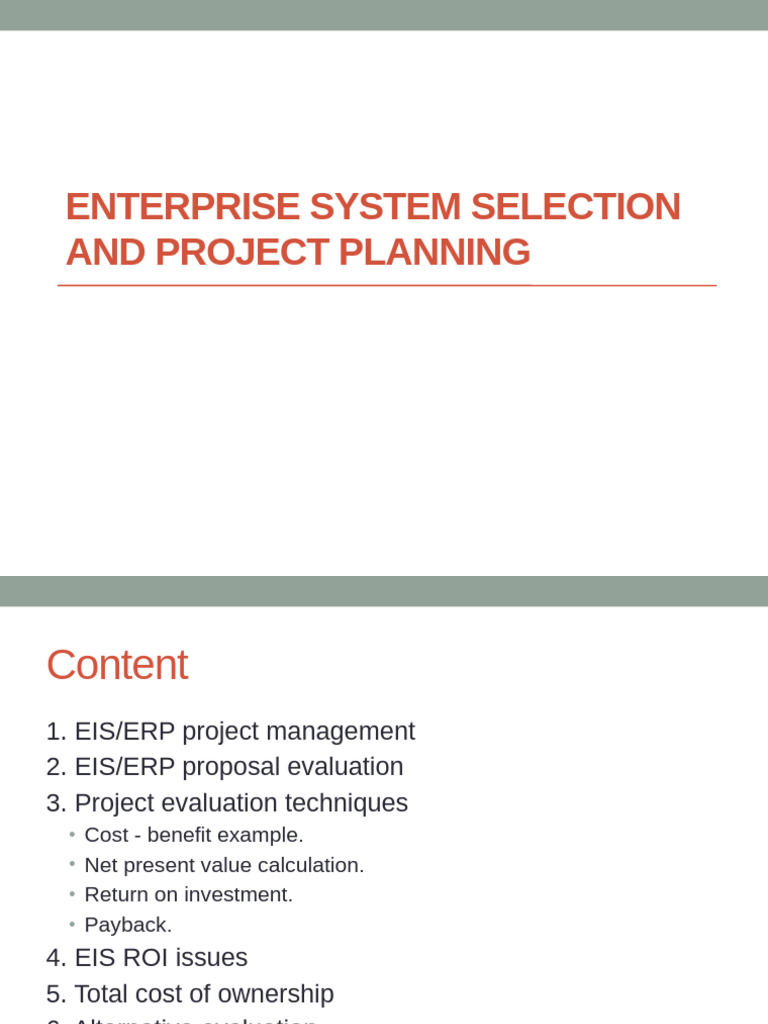 EIS/ERP Project Management Guide | PDF | Net Present Value | Enterprise ...