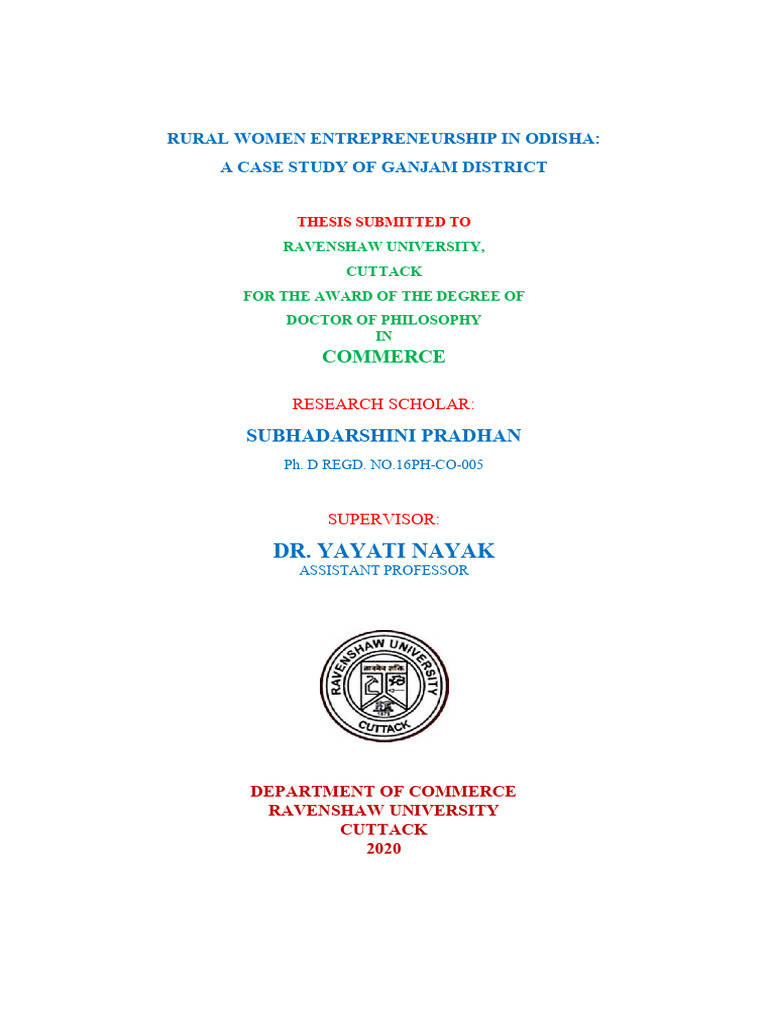 Rural Women Entrepreneurship in Odisha | PDF | Entrepreneurship ...