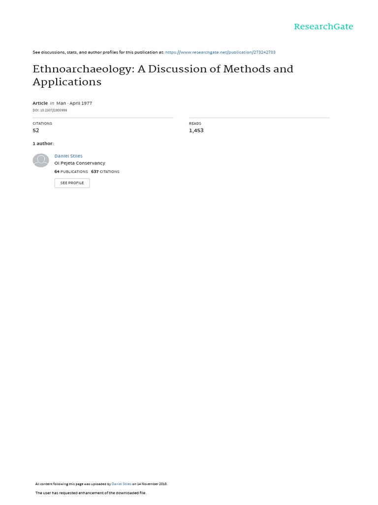 Ethnoarchaeology Methods and Applications | PDF