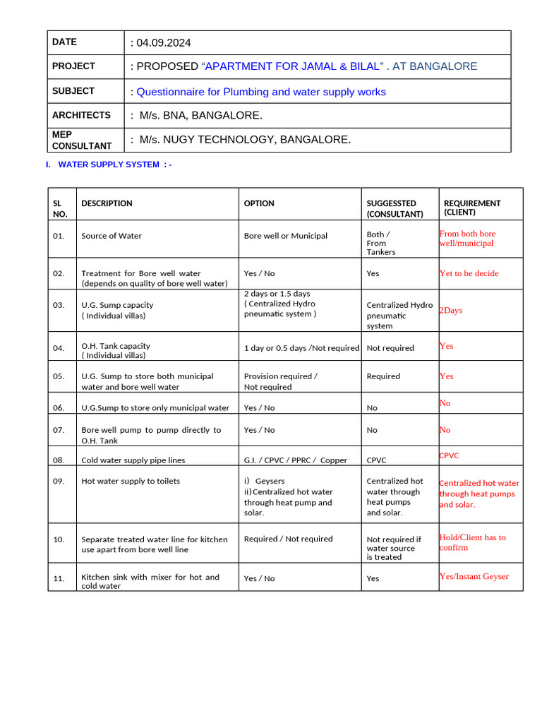 PHE-QUESTIONNAIRE Apartment Building For Mr. Jamal & MR - Bilal ...