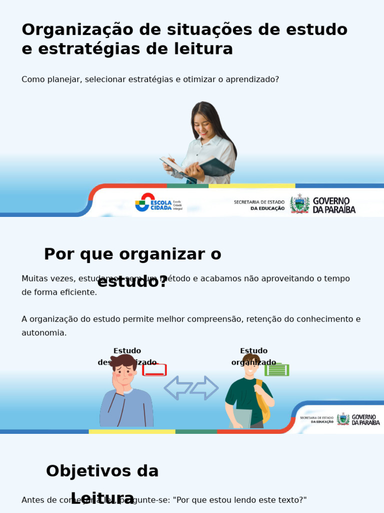 2SEM1P - ORGANIZAÇÃO DE SITUAÇÕES DE ESTUDO E ESTRATÉGIAS DE LEITURA ...