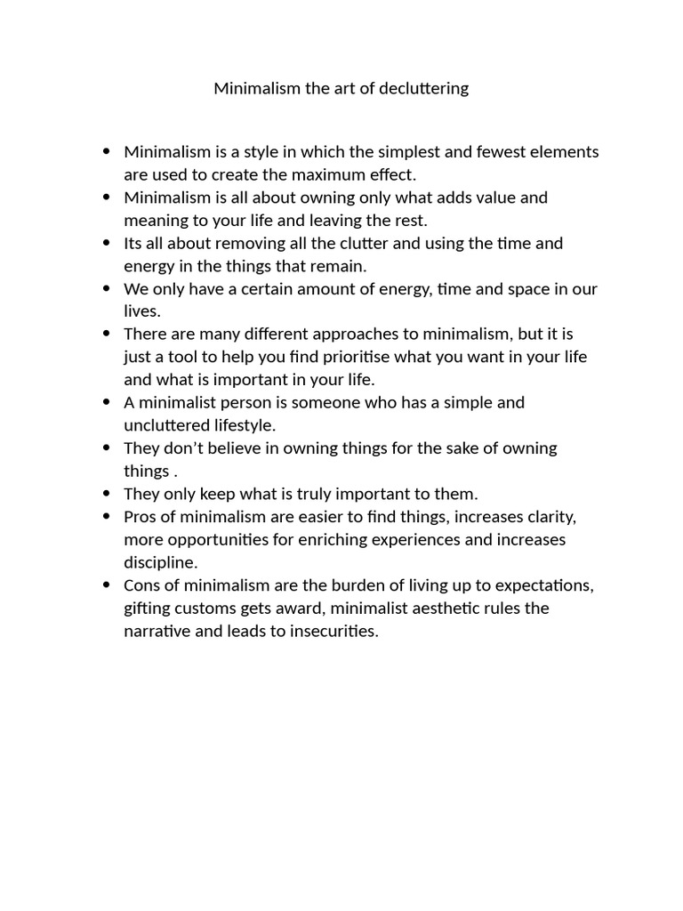 Embracing Minimalism: Decluttering Life | PDF