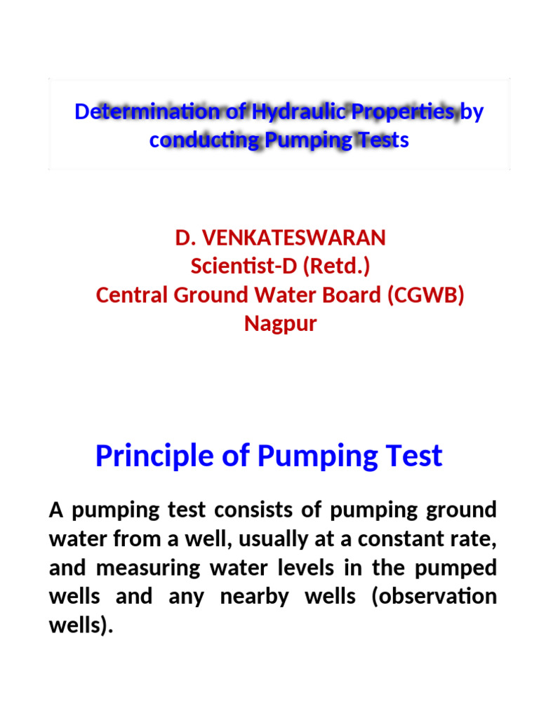 Need For A Pumping Test - DV | PDF | Pump | Pressure Measurement