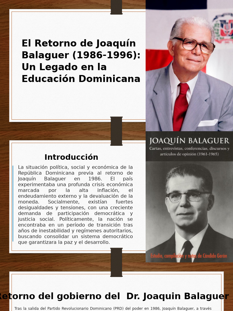 El Retorno de Joaquin Balaguer 1986 1996 Un Legado en La Educacion ...