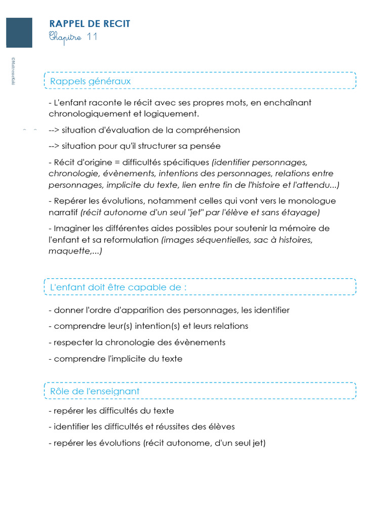 Rappel de récit en cycle 1 | PDF | Récit