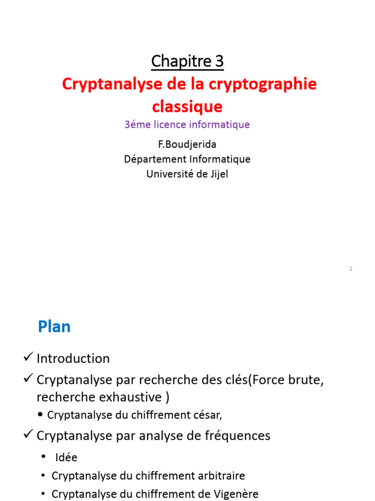 Cryptanalyse de la cryptographie classique | PDF | Cryptanalyse ...