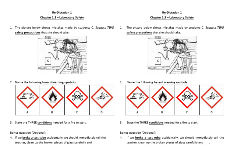 1.2 Dict 1 - Lab Safety (Re1) | PDF