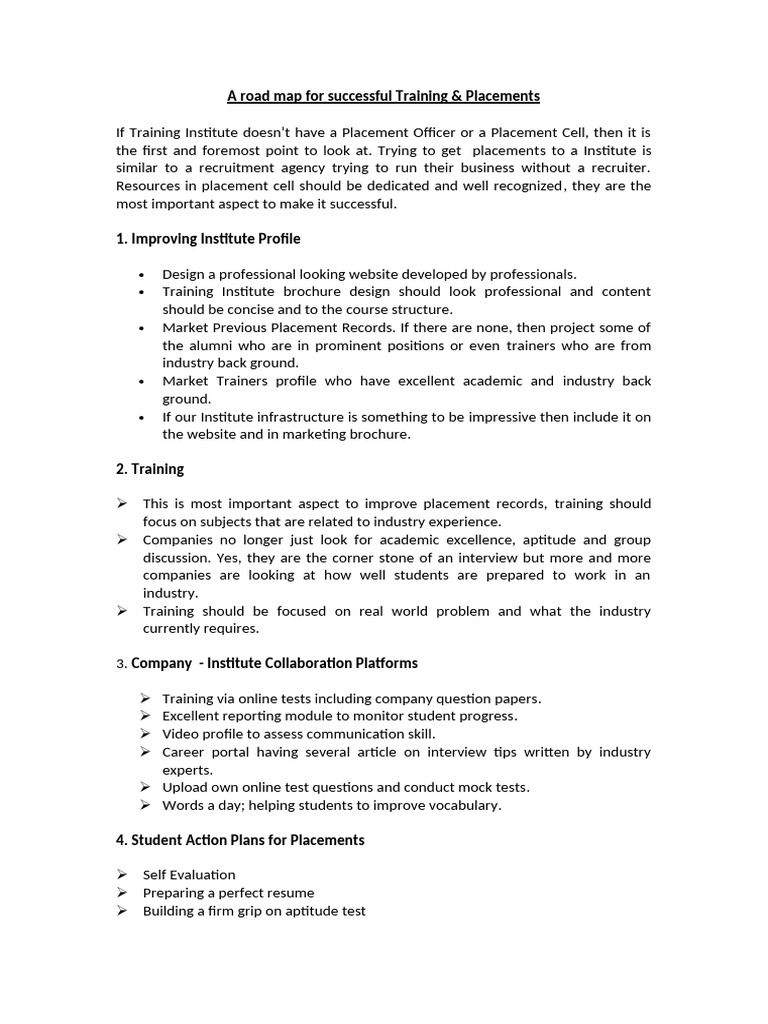 Effective Strategies for Training & Placements | PDF