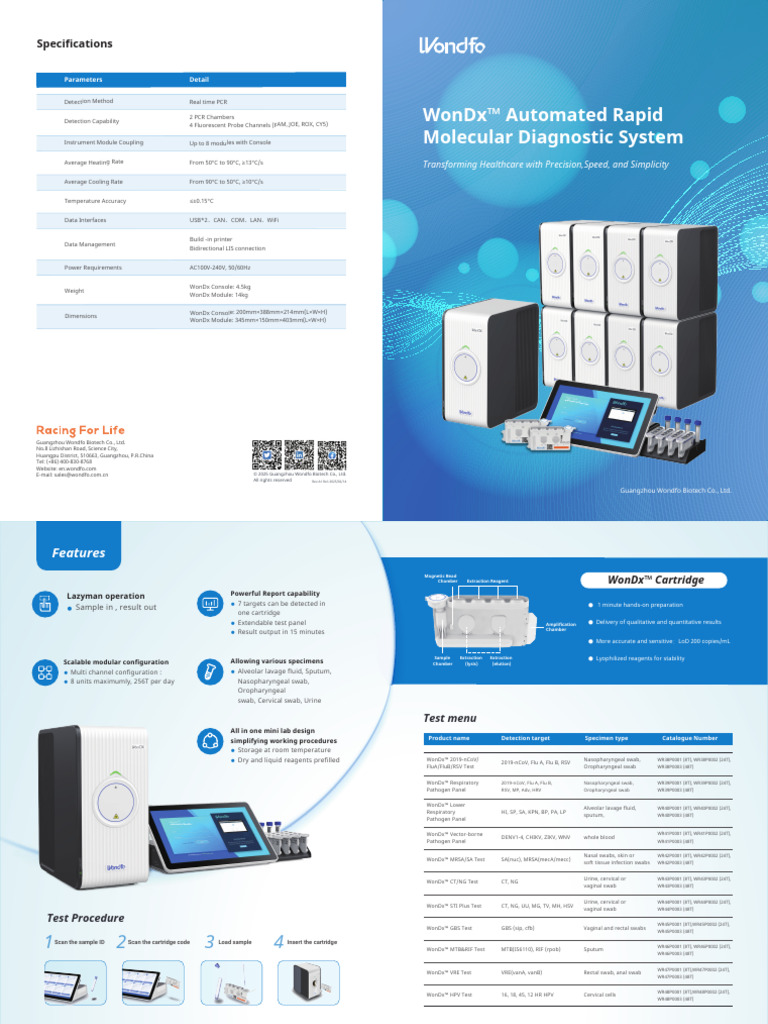 Won DX™ Automated Rapid Molecular Diagnostic System | PDF | Polymerase ...