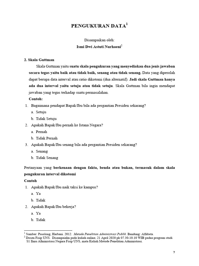 Skala Pengukuran Data dalam Penelitian | PDF