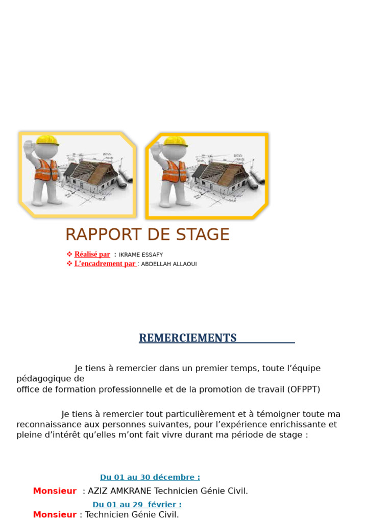 Rapport de stage en génie civil BTP | PDF | Ingénierie