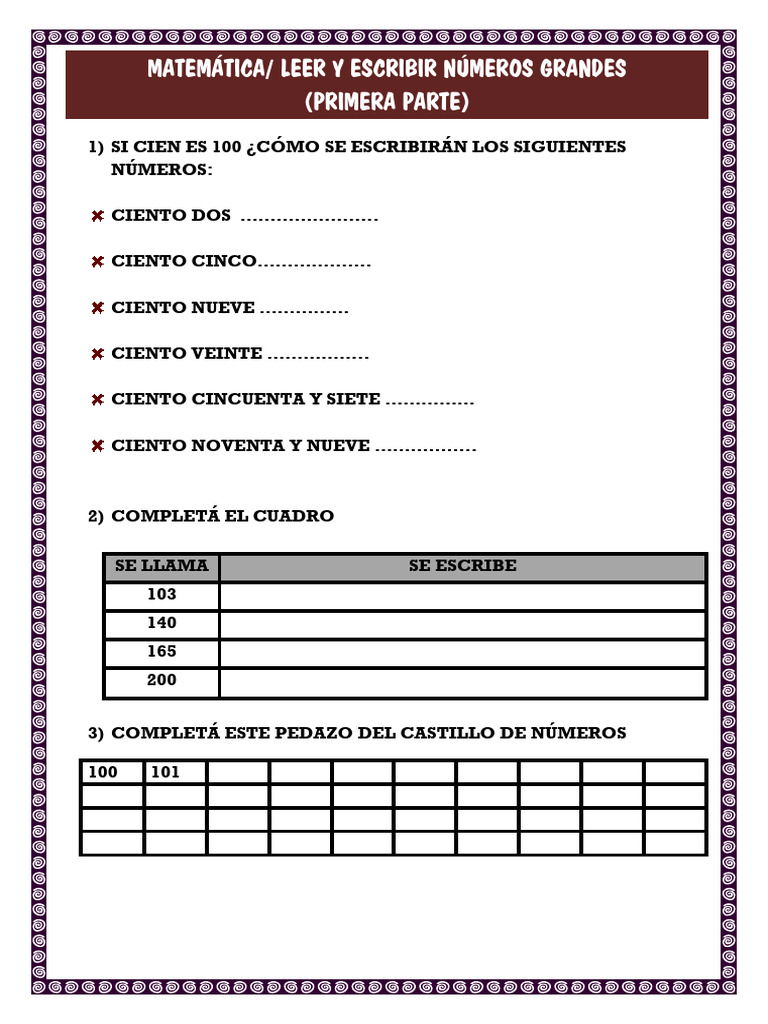 Lectura y escritura de números grandes | PDF