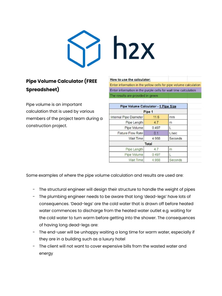 PipeVolumeCalculatorFREESpreadsheet PDF Volume Spreadsheet