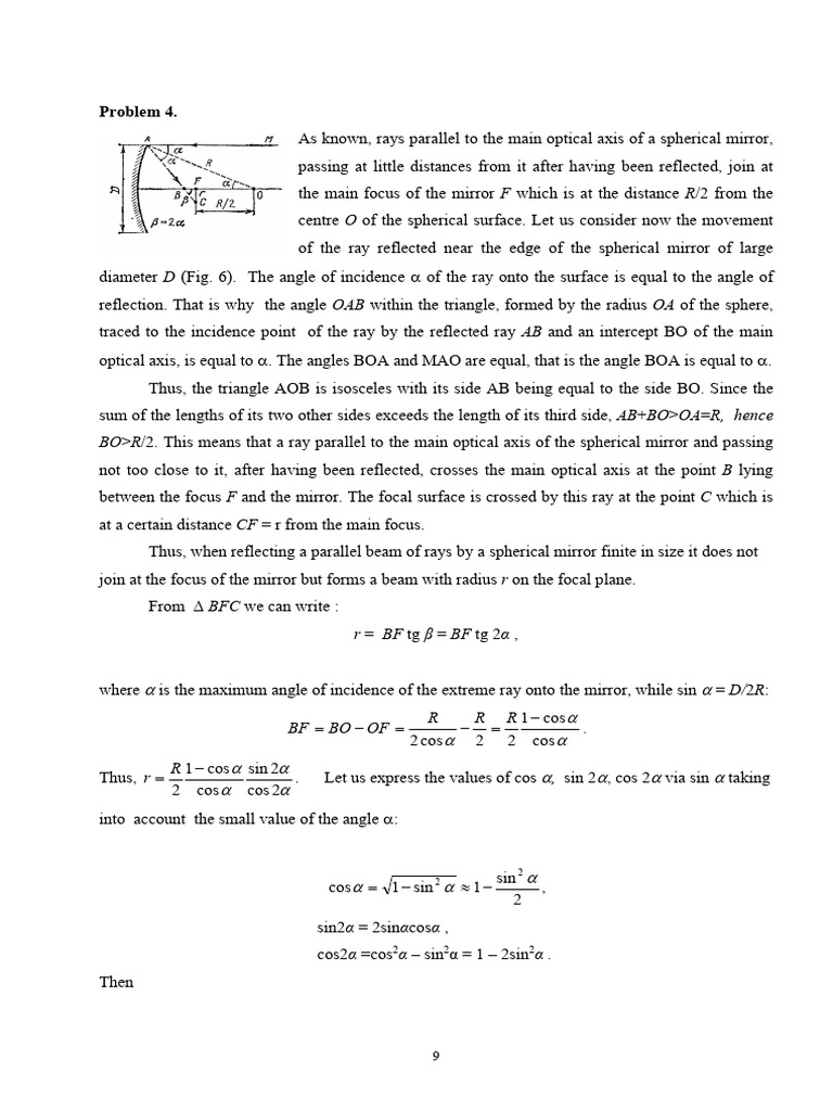 Spherical Mirror Reflection Analysis | PDF | Sphere | Mirror