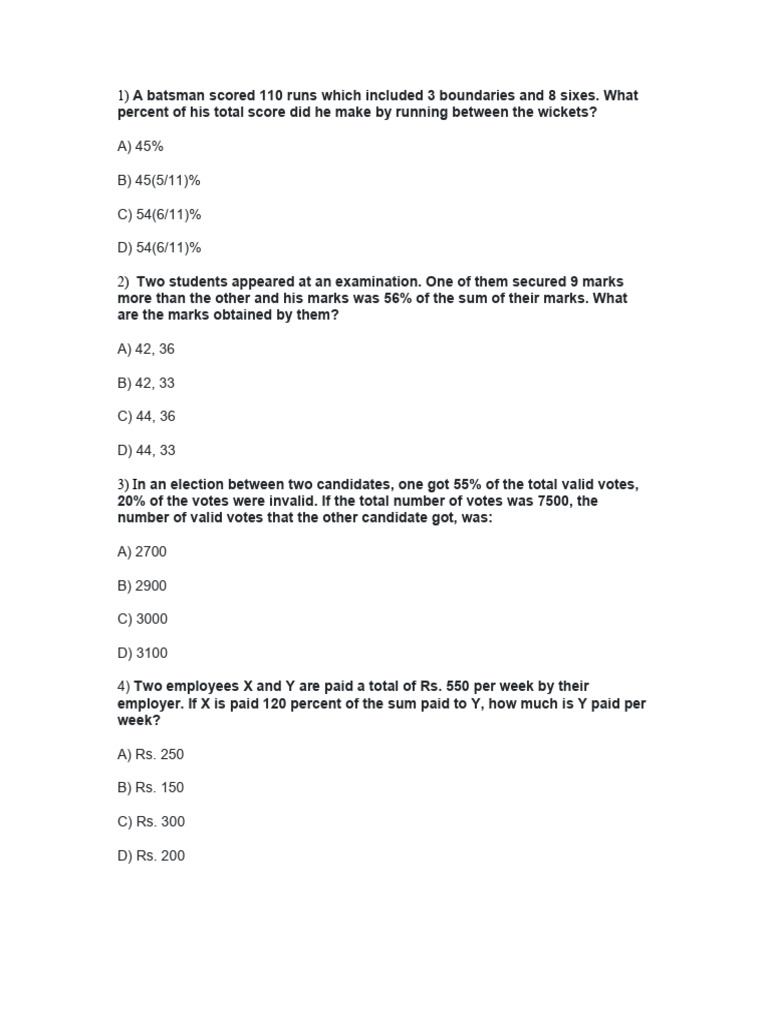 Tcs Test | PDF | Ratio