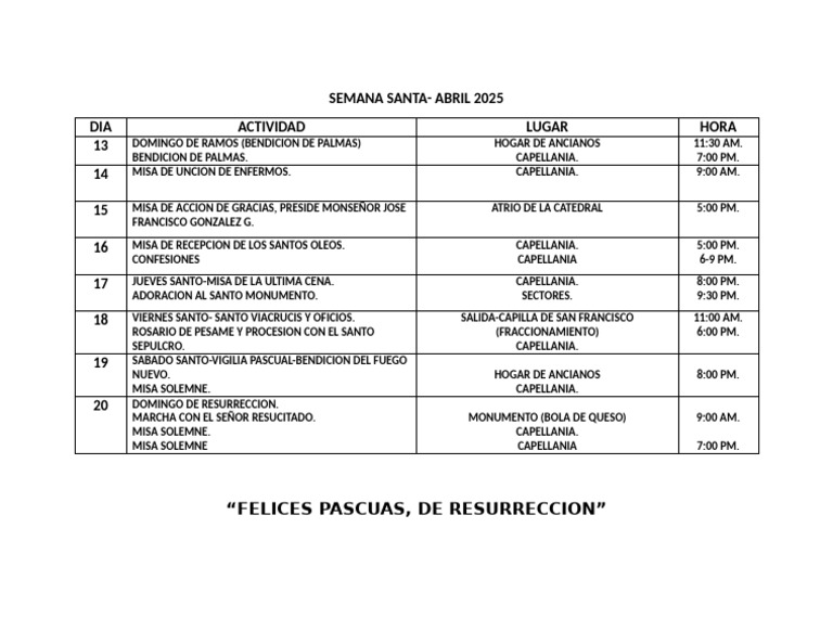 Programa Semana Santa 2025 | PDF
