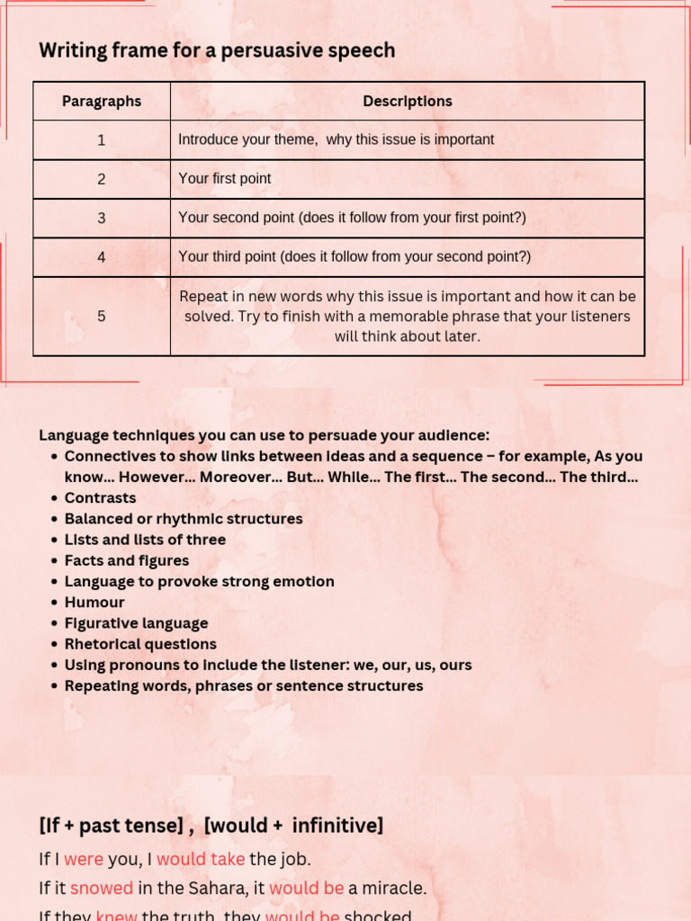 Persuasive Speech Writing Guide | PDF | Grammatical Tense | Linguistic ...