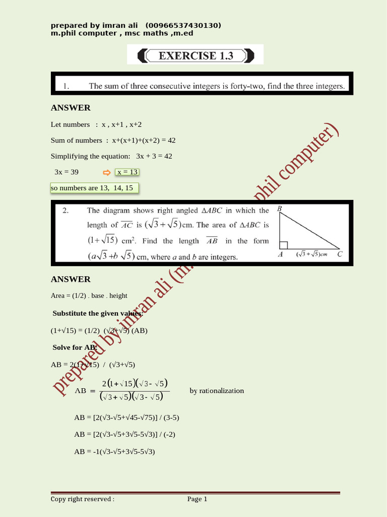 MTH 9th Solutions Exercise 1.3 | PDF | Taxes | Tax Rate