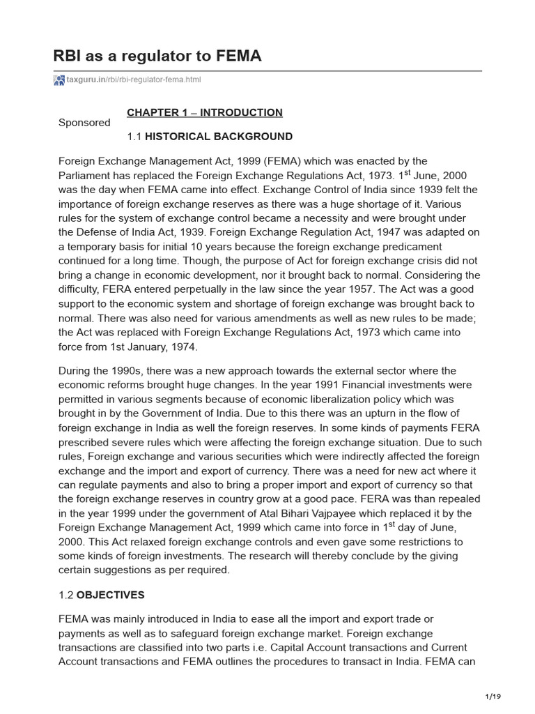 taxguru.in-RBI as a regulator to FEMA | PDF | Reserve Bank Of India ...