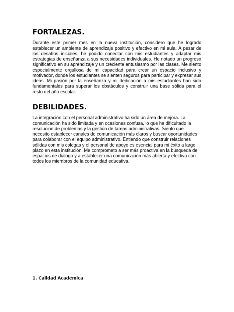 Fortalezas y Debilidades Docentes | PDF | Enseñando | Plan de estudios