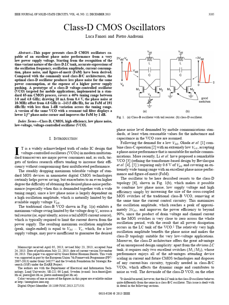 5.2013 JSSC D Class D - CMOS - Oscillators | PDF | Electronic ...