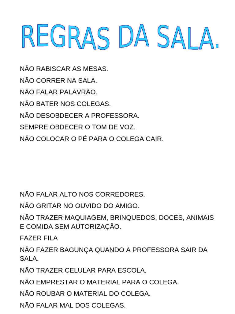 Regras Da Sala | PDF