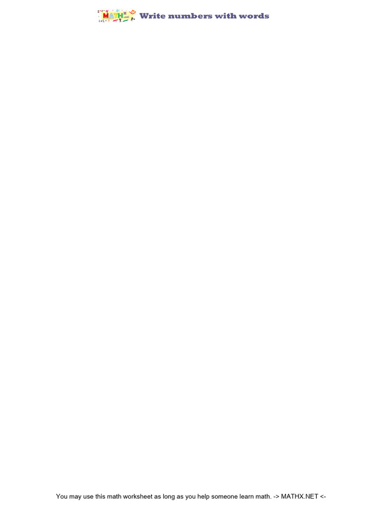 Write Words With Numbers Thousands | PDF