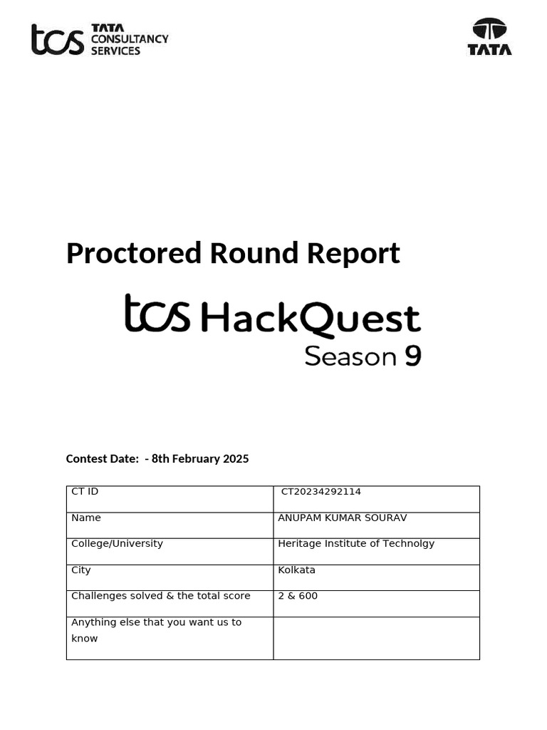 HackQuest 9 Proctored Round Summary | PDF | Code | Cipher