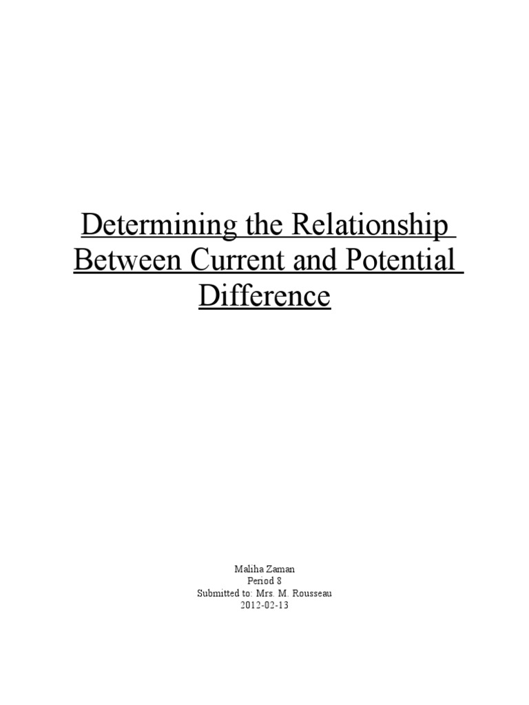 Determining The Relationship Between Current and Potential Difference ...