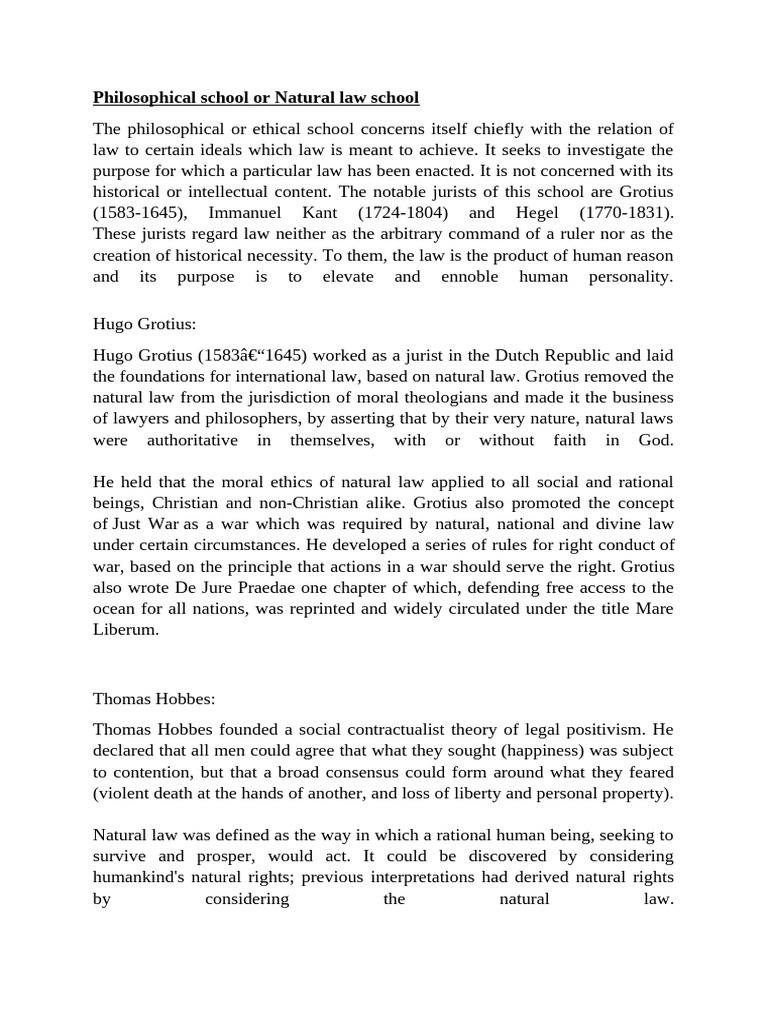 Philosophy of Natural Law School | PDF | Natural Law | Immanuel Kant