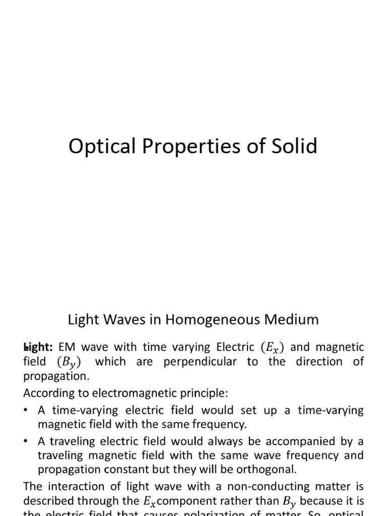 Optical Properties of Solids Explained | PDF | Waves | Refractive Index