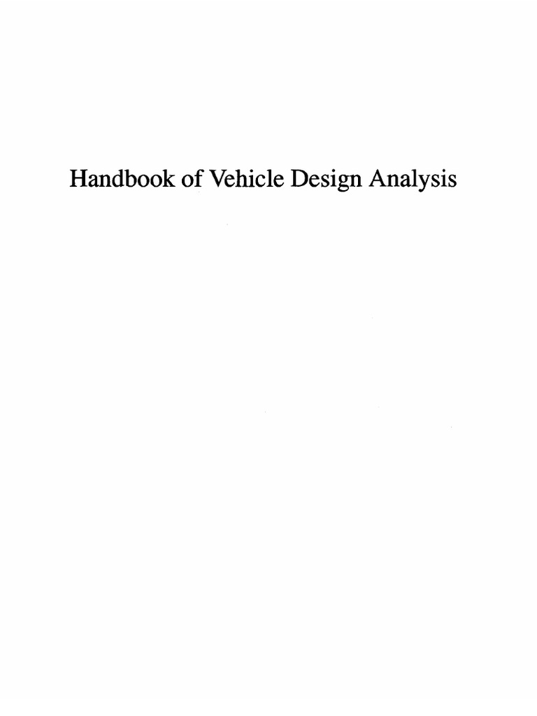 Handbook of Vehicle Design Analysis | PDF