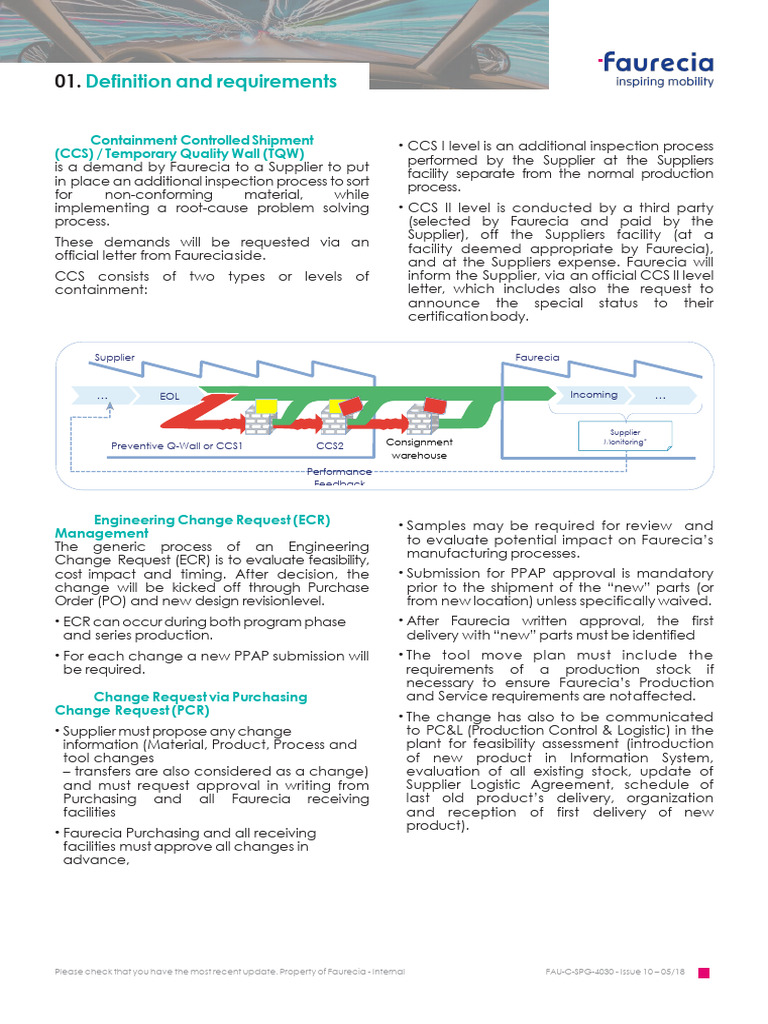 Faurecia Supplier Quality Control Guidelines | PDF