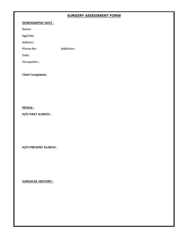 Surgery Assessment Form Template | PDF
