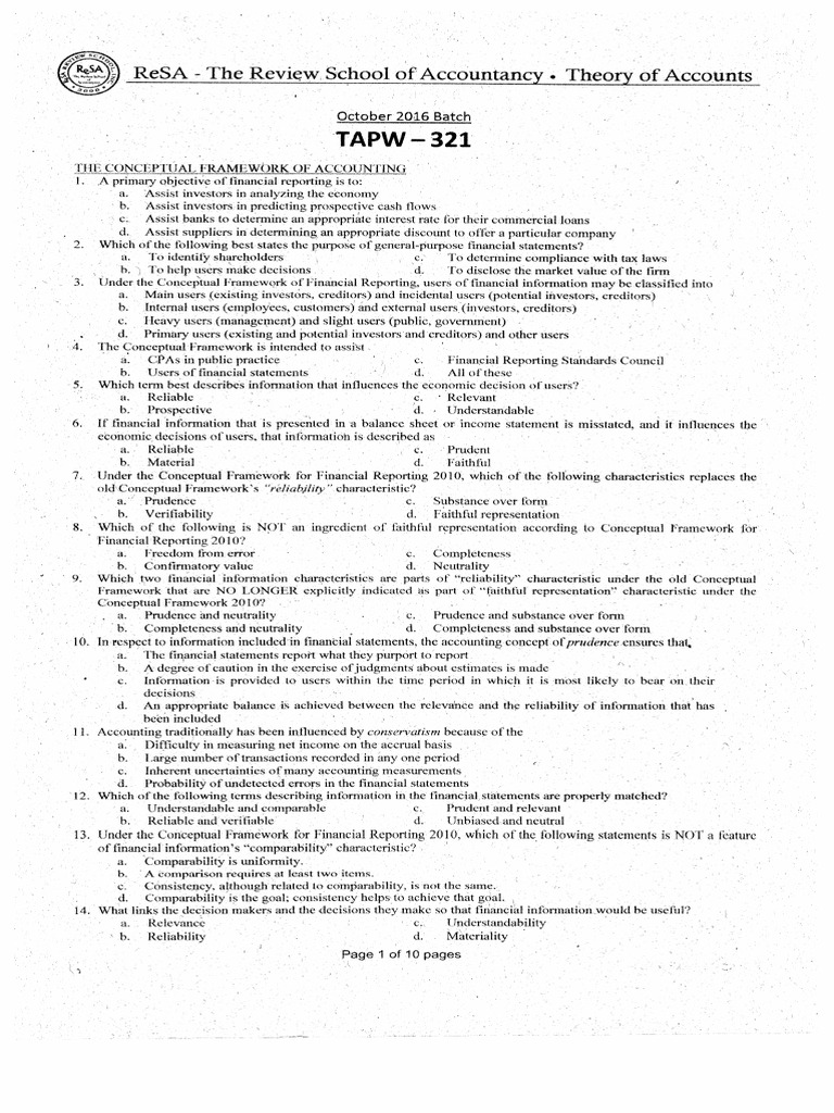 (ReSA2016) TOA (TAPW - 321) | PDF | Business | Financial Services