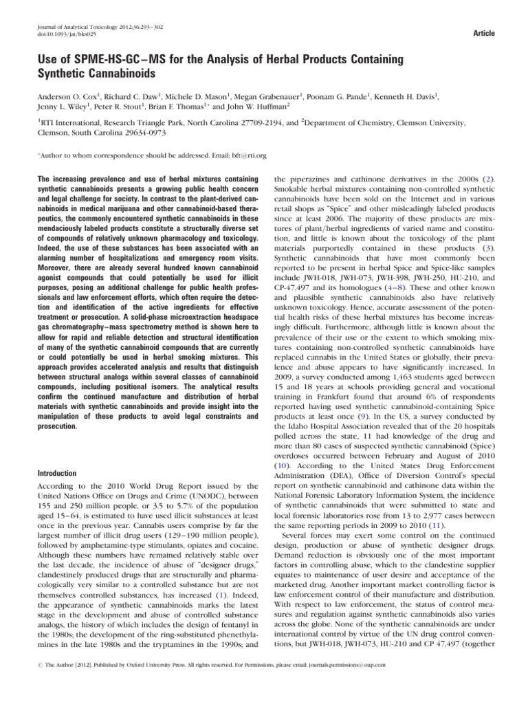 Use of SPME-HS-GC-MS For The Analysis of Herbal Products Containing ...