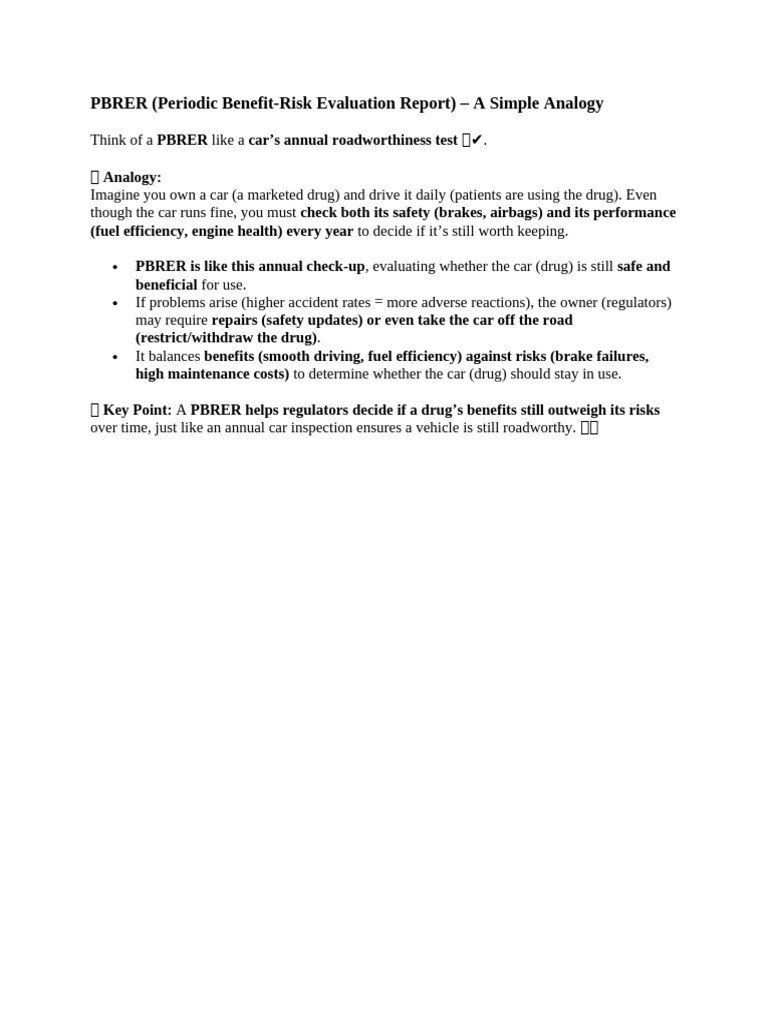 Understanding PBRER: Drug Safety Analogy | PDF