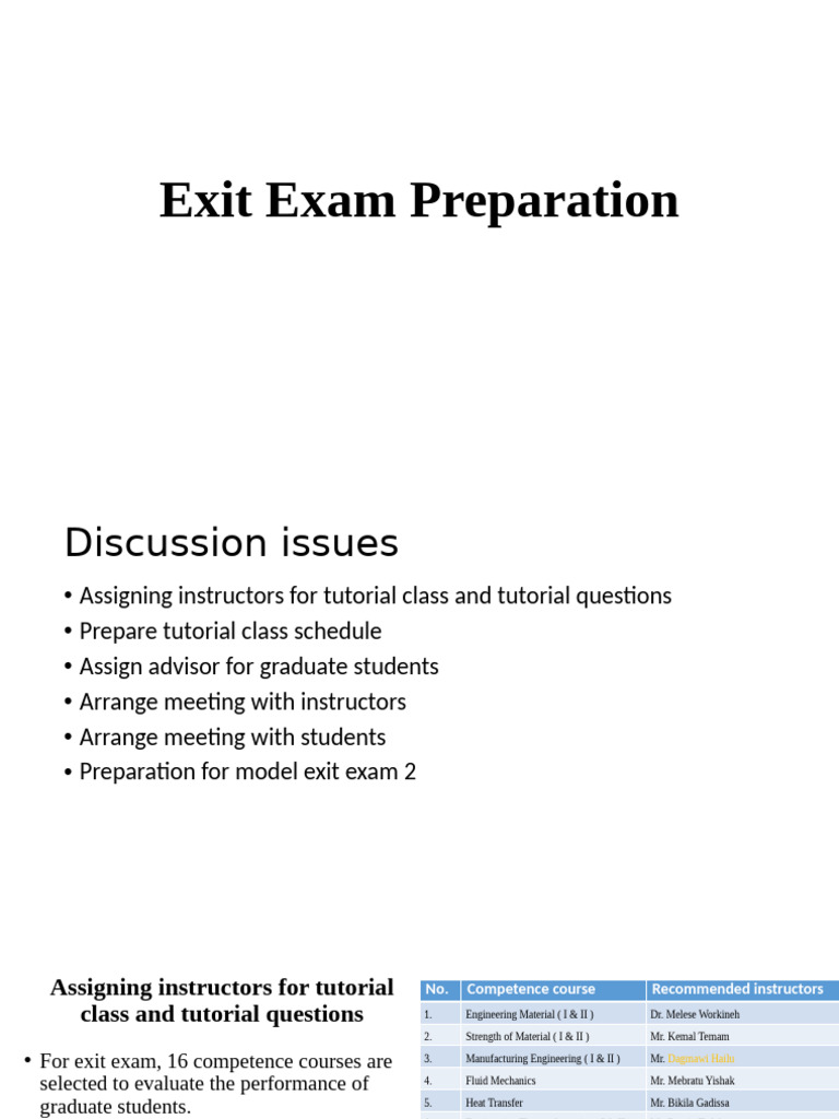 Exit Exam Preparation Guidelines | PDF | Heat | Mechanical Engineering