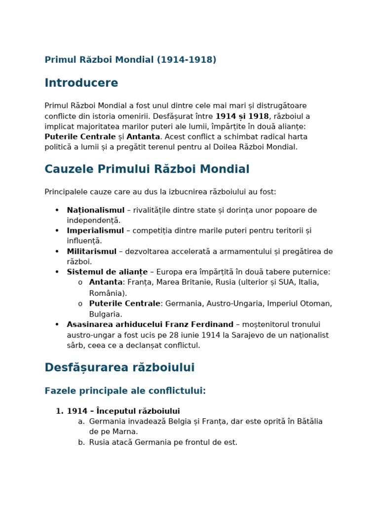 Primul Razboi Mondial | PDF