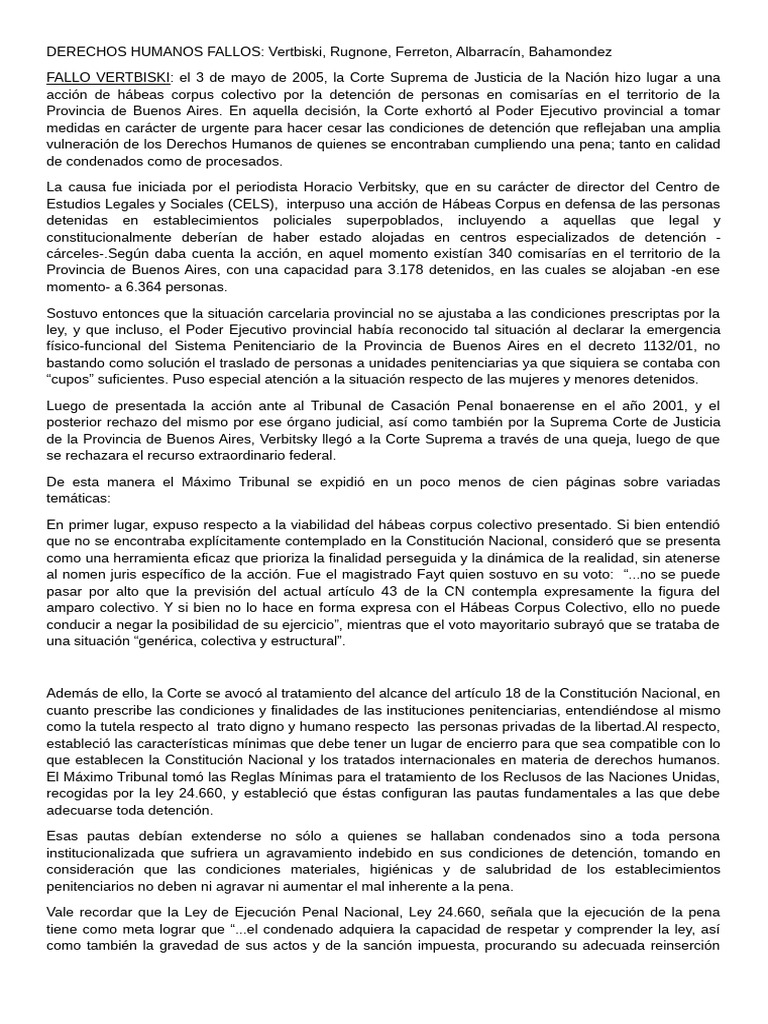 Derechos Humanos Fallos | PDF | Habeas corpus | Prisión
