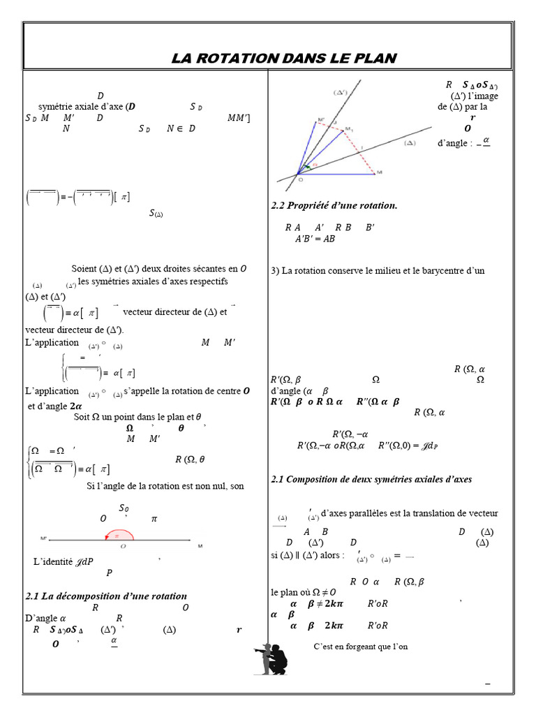 Rotation dans le plan : résumé 1BAC | PDF | Angle | Mathématiques