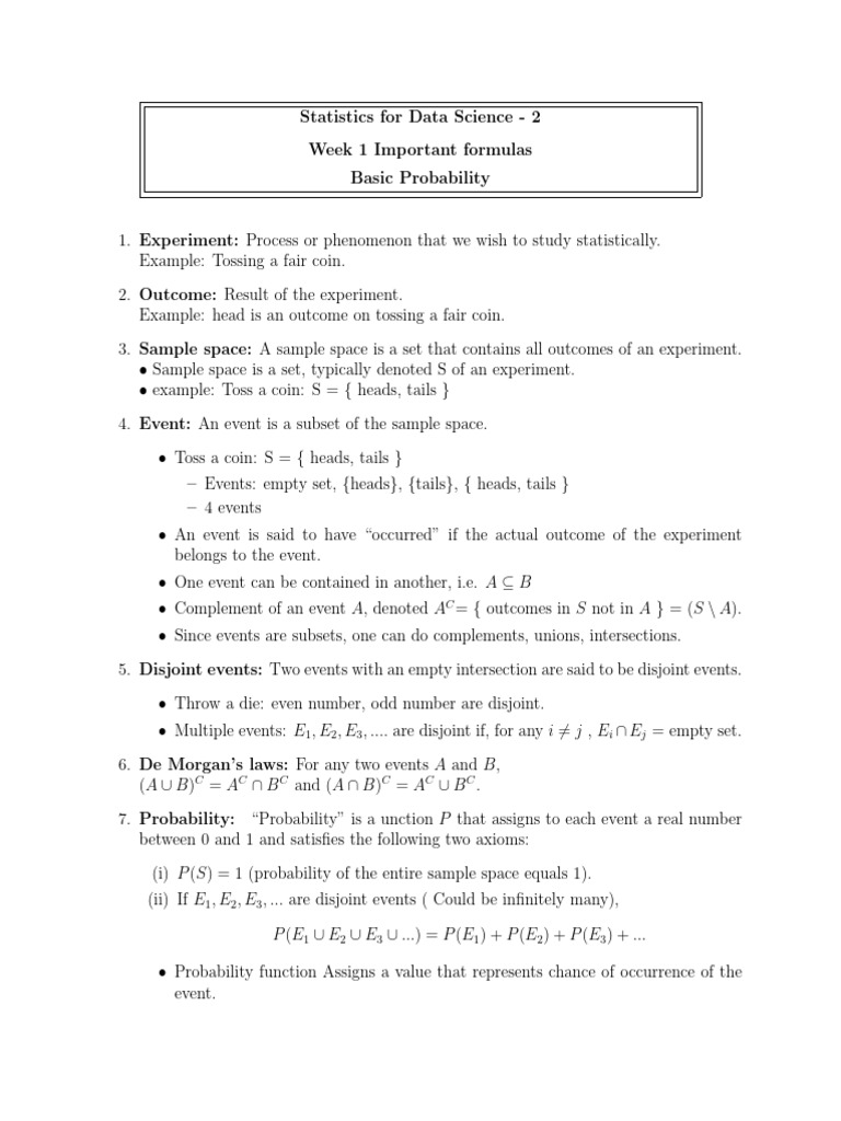 Key Probability Concepts for Data Science | PDF | Variance | Standard ...