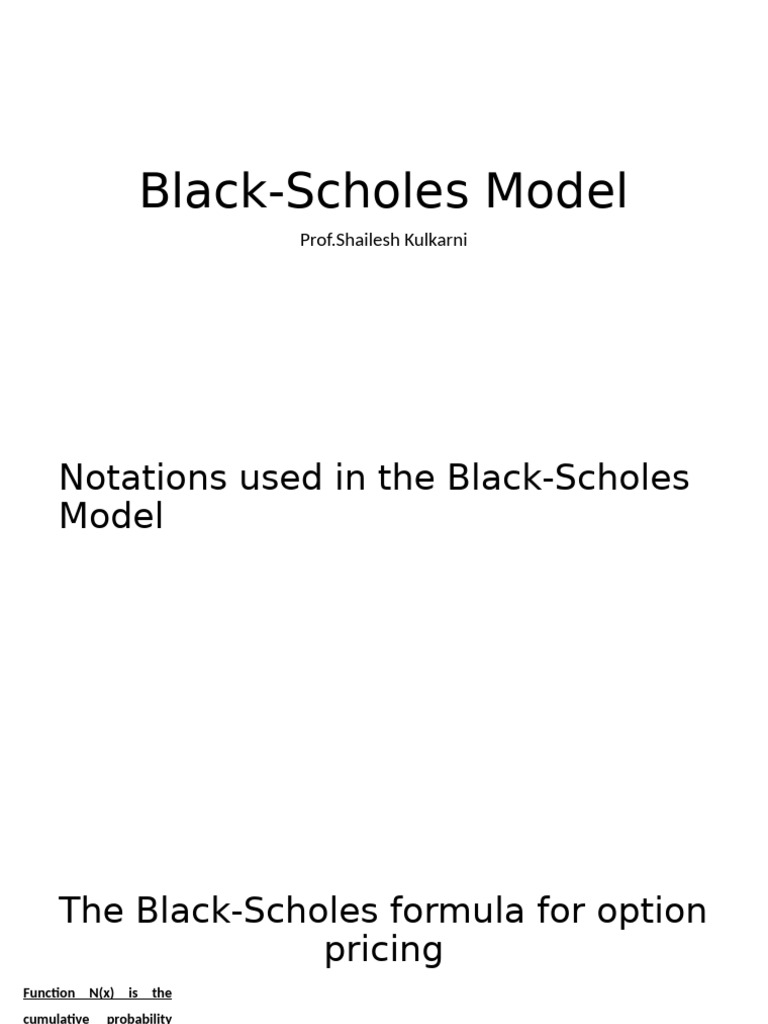 Black-Scholes Model Overview | PDF | Black–Scholes Model | Option (Finance)