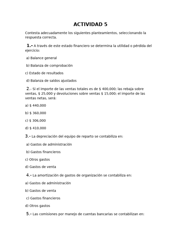 Ejercicios de Contabilidad y Finanzas | PDF | Estado de resultados ...