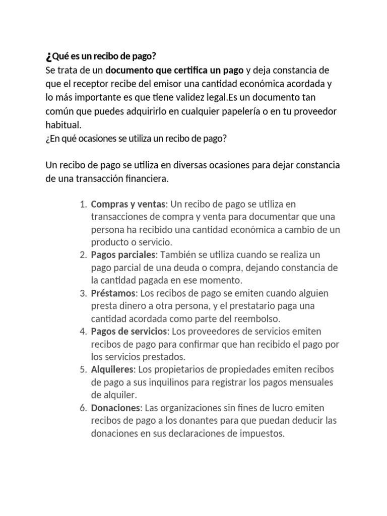 Qué Es Un Recibo de Pago | PDF | Deuda | Dinero